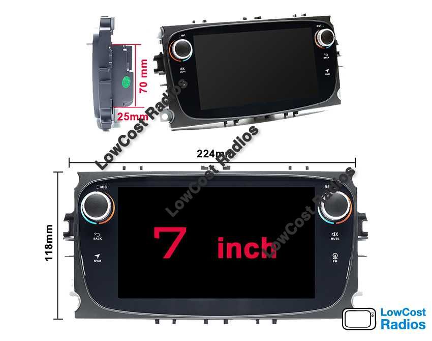 NOVOS: Auto Rádio GPS FORD (7") • ANDROID 15 • BT • USB • WIFI Focus Mondeo | CARPLAY • ANDROID AUTO