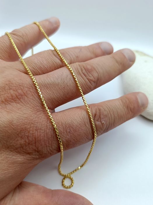 Złoty Łańcuszek Kostka Okrągła 50cm Pr.585 Nowy Zapraszamy