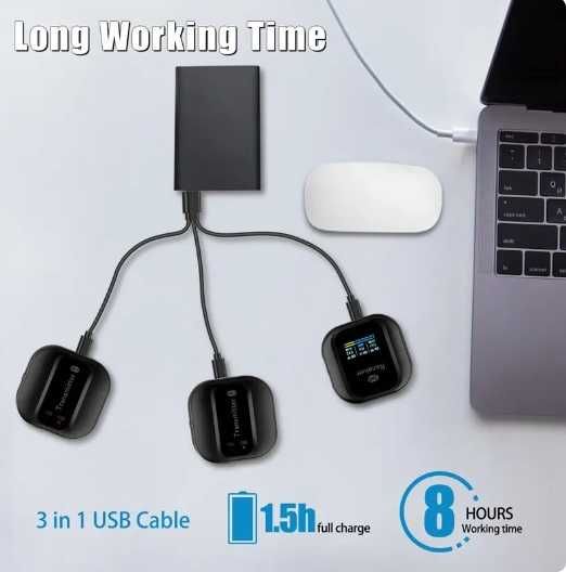 Microfone sem fios lapela 2 emissores e 1 receptor lavalier 2,4GHz