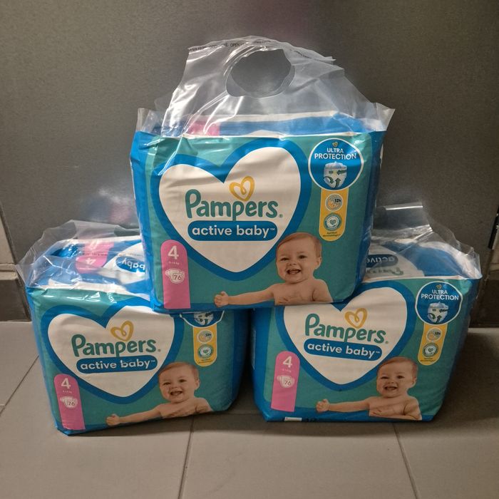 Pieluchy Pampers 4, 76 szt., 3 opakowania