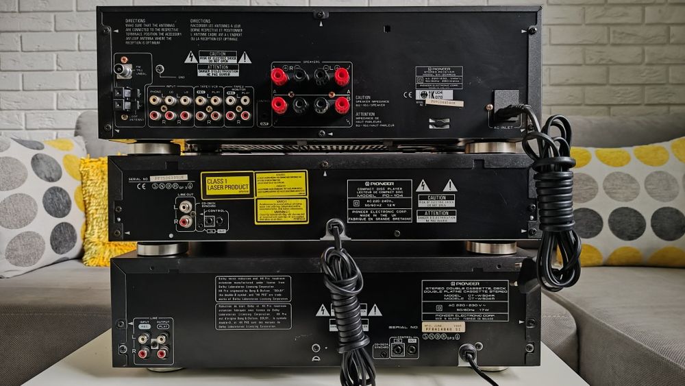 PIONEER zestaw stereo, wieża HI-FI. Amplituner,CD, magnetofon. Pilot.