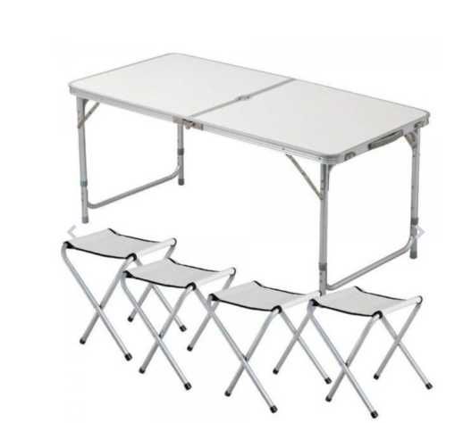 Складаний туристичний стіл Білий  зі стільцями