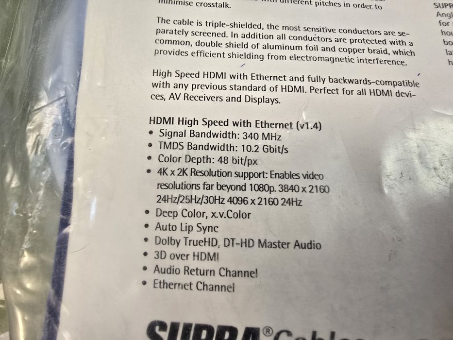 SUPRA wysokiej jakości kabel HDMI high end 10 m.