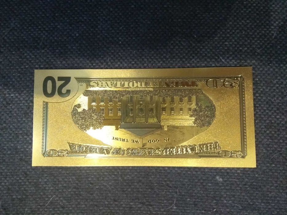 Banknot kolekcjonerski pozłacany - 20 dollarów amerykańskich