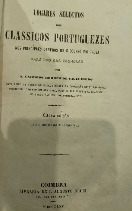 Logares Selectos dos Classicos Portuguezes 1865 A. Cardoso Figueiredo