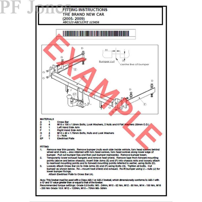 Reboque (gancho) completo Ford transit (furgão) ano 2000 a 2012