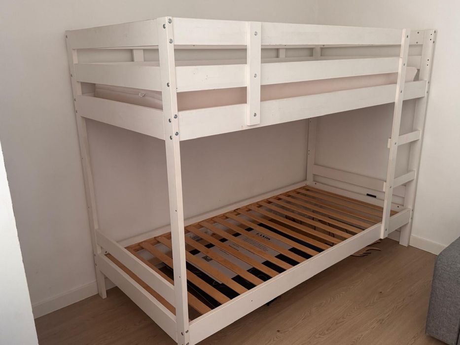 Łóżko piętrowe biale 90X200