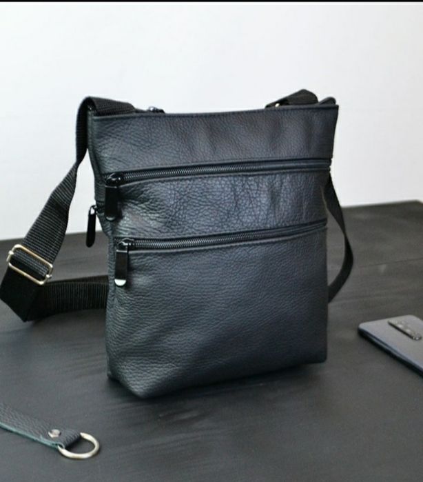 Классическая мужская сумка планшет кожаная