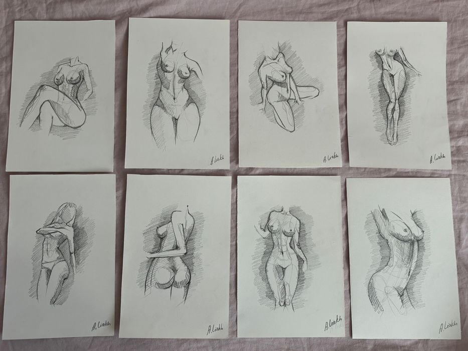 Kolekcja 8 artystycznych szkiców kobiecego aktu – format A5