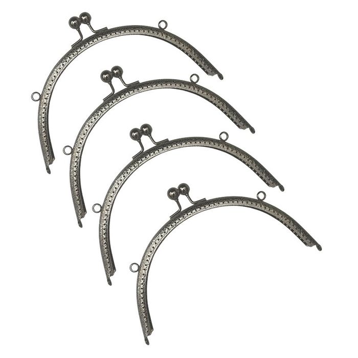 Ramka metalowa do torebki DIY 205mm 4 sztuki srebrna