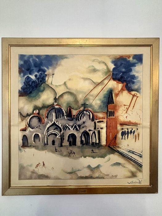 Salvador Dali Plac Św. Marka Ogromna Litografia na jedwabiu  Oryginał