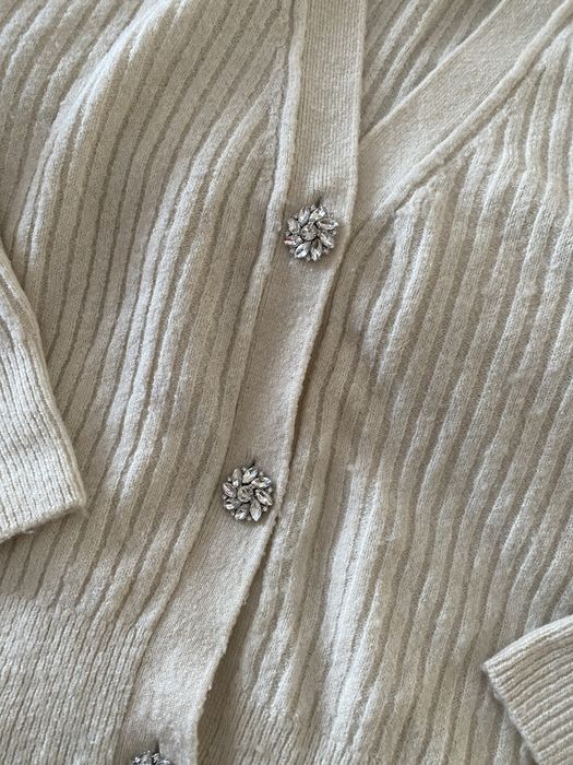 prazkowany sweter bizuteryjny H&M L
