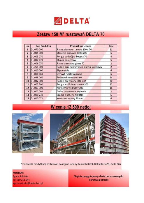 150m2 Rusztowanie Delta 70 prosto od producenta