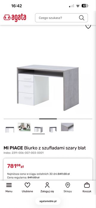 Biurko szaro białe
