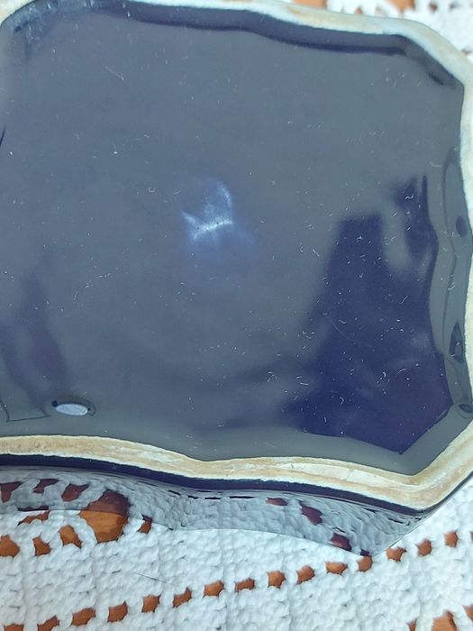 Caixa e cinzeiro em porcelana azul cobalto