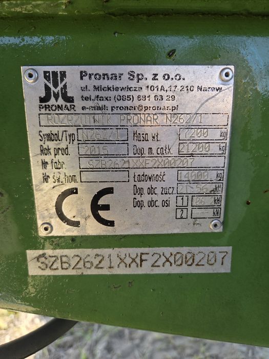 Rozrzutnik obornika Pronar 14 N262/1 Bardzo Ładny