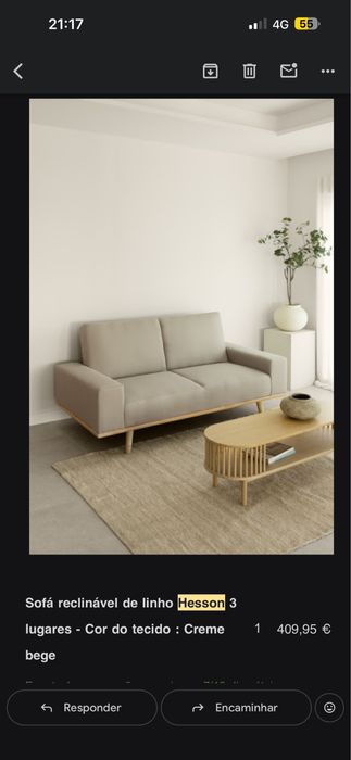 Sofá sklum bege 3 lugares ainda na caixa