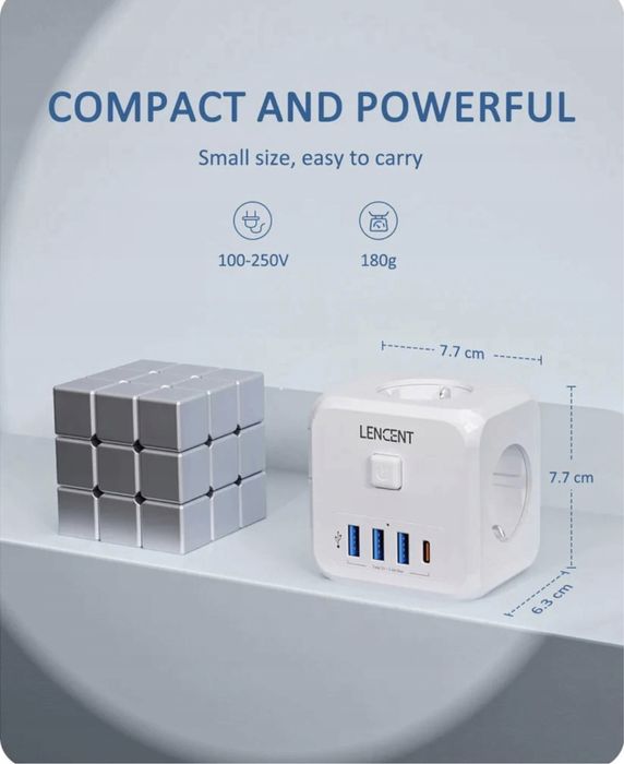 Listwa ścienna LENCENT 7 w 1 EU Plug, PD35W 3AC 3U1C