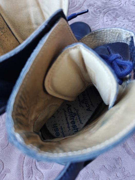 Botki skórzane skóra naturalna granatowe na koturnie 40 sneakersy