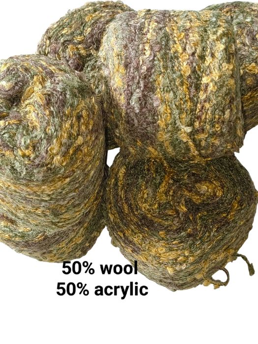 Włóczka przędza wełna 50%, bukla, boucle. 800 g =,0,8 kg
