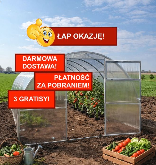 Szklarnia ogrodowa tunel z poliwęglanu dowolny rozmiar stal ocynk 4mm