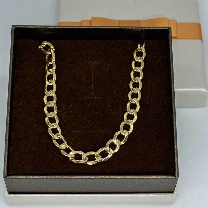 Złoty łańcuszek 585 15,59gram 55cm Pancerka dmuchana 7mm NOWY