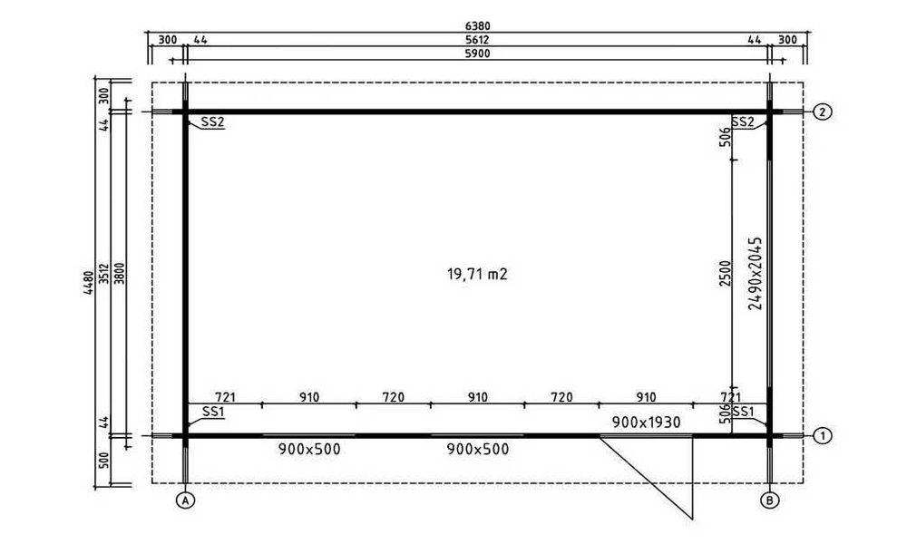 Garaż drewniany 44mm - 20m2 - do samodzielnego złożenia