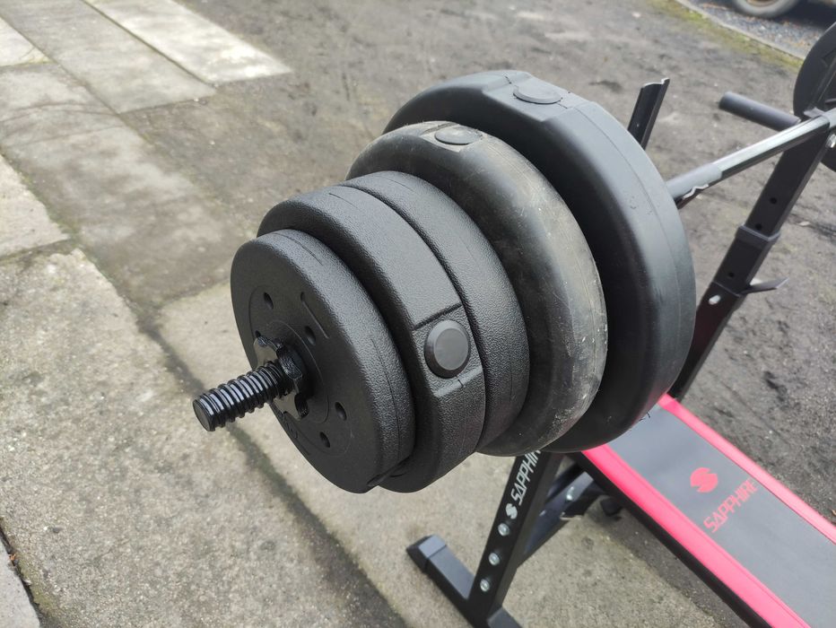 Ławka ławeczka składana do ćwiczeń plus gryf 48kg obciążenie siłownia