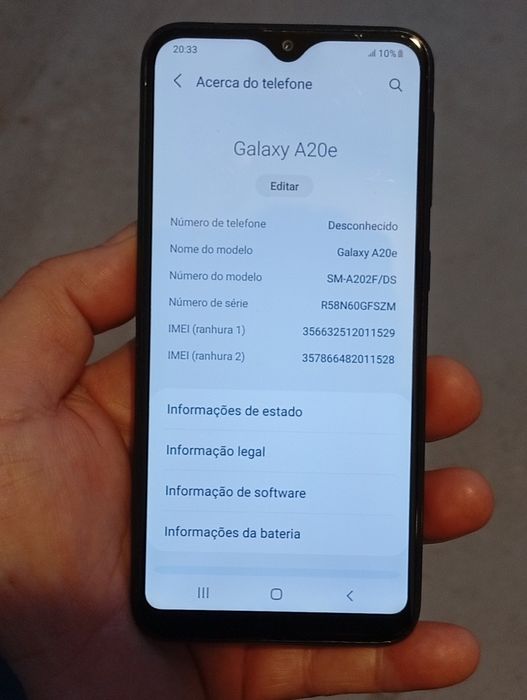 Smartphone Samsung Galaxy A20e dual sim desbloqueado