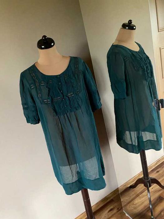 bluzka mgielka tunika sukienka   butelkowa 48 50 xxxl +size żabot