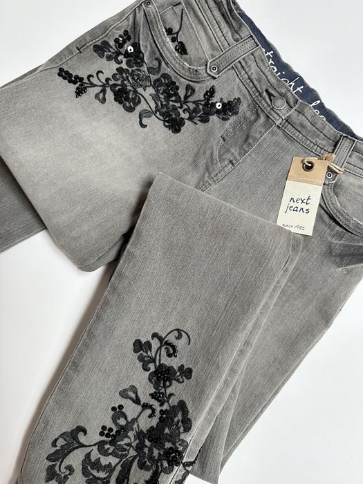 Unikatowe Vintage Jeansy Next Extra Long Straight Leg Z Haftami 36/S