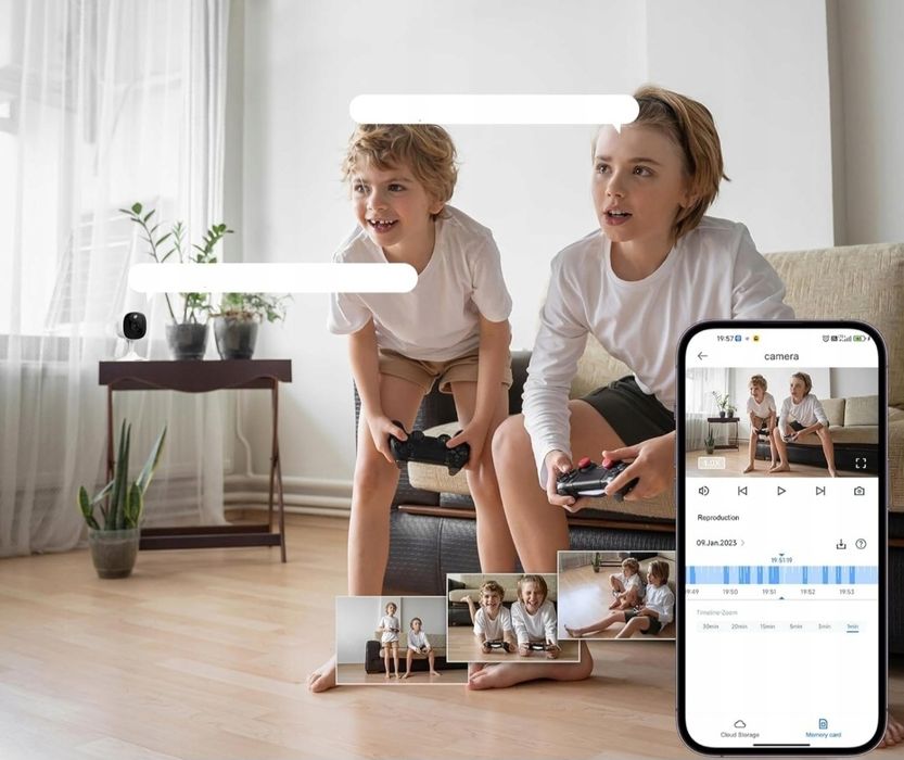 AOQEE Kamera 2K 3MP 2szt IP65 WiFi Wewnętrzna Zewnętrzna Alarm App