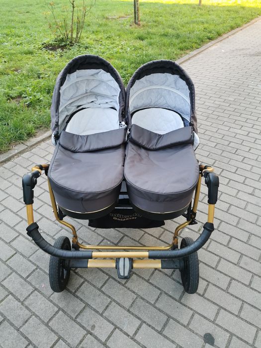 Wózek Dla Bliźniąt 3w1 Gondola, Spacerówka i 2 Nosidełka Samochodowe