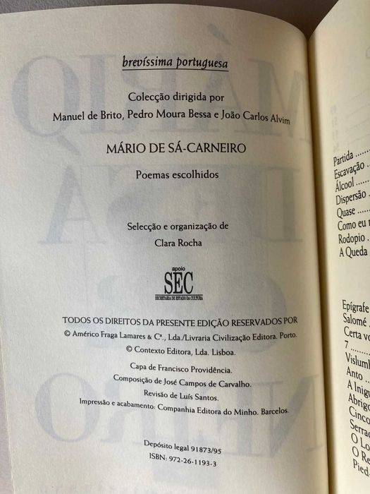 Poemas Escolhidos, de Mário de Sá Carneiro