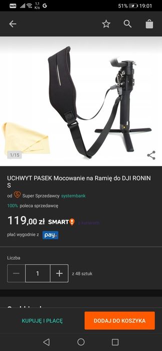 pasek reporterski naramienny do aparatu albo gimbala