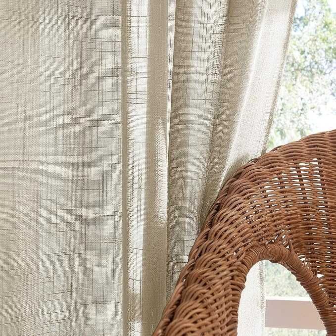 Zasłona Boho 1 szt, 245 (szer.) x 140 cm (wys.) Przelotki Lniany Efekt