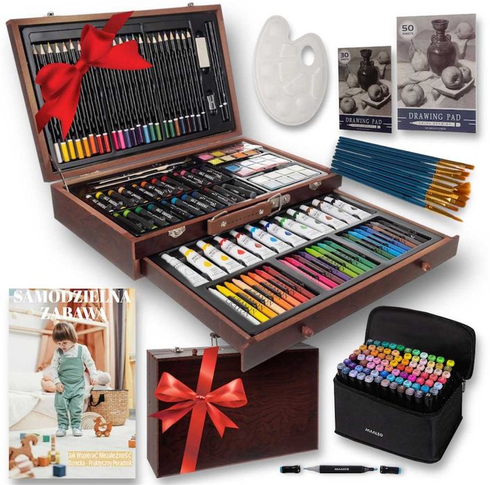 ZESTAW Artystyczny 209el W Walizce Malowanie PREZENT Święta +GRATISY