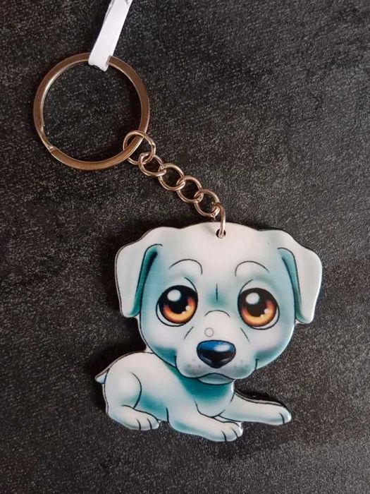 Nowy breloczek do kluczy akrylowy w kształcie psa