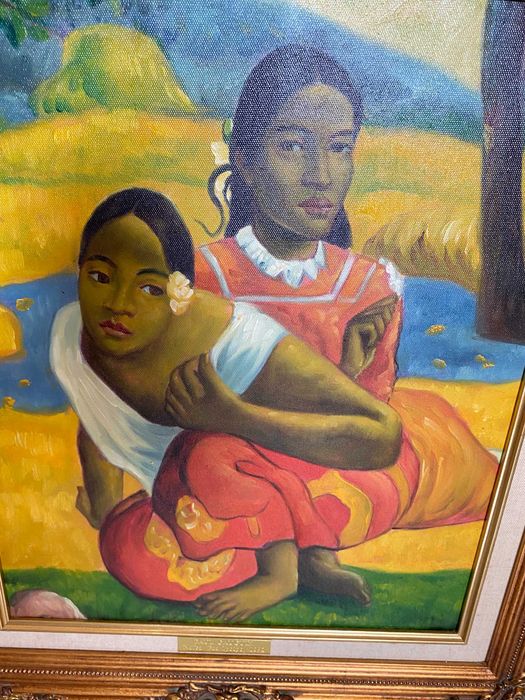 Quadro com reinterpretação de “Nafea Faa Ipoipo?” de Paul Gauguin