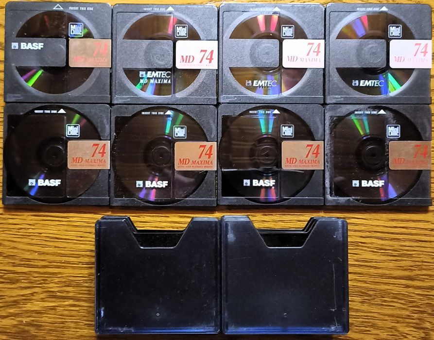 8 płyt MiniDisc BASF/Emtec Maxima 74 + pudełka