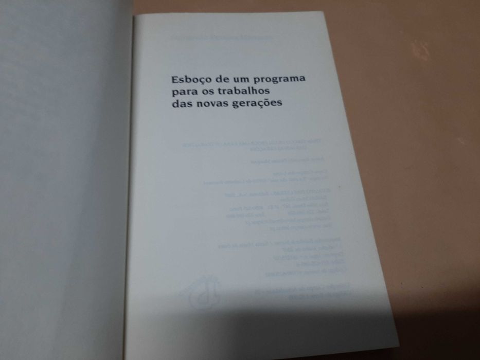 Esboço de um Programa para os Trabalhos das Novas Gerações