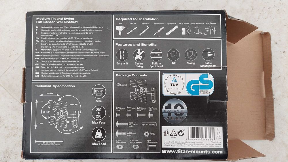 Uchwyt do telewizora 22”-32” ścienny obrotowy