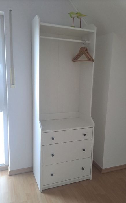 Szafa otwarta  komoda IKEA HAUGA 70x199 3 szuflady Biała Jak nowa