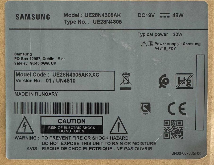 UE28N4305AKXXC Partes de Televisão