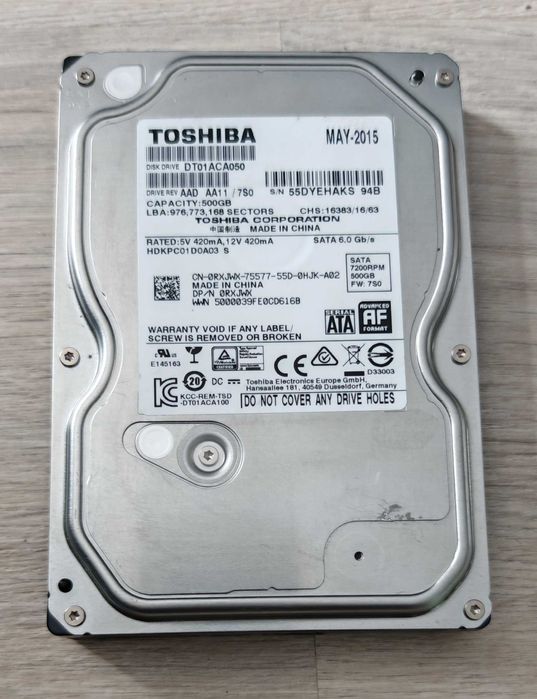 Dysk twardy Toshiba DT01ACA050 500GB SATA III 3,5"