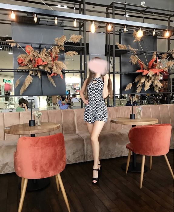 Літній комбінезон з шортами, чорно-білий, інь-ян, трендовий крій