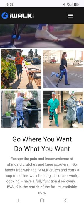 Muleta canadiana ortotese iWalk para andar