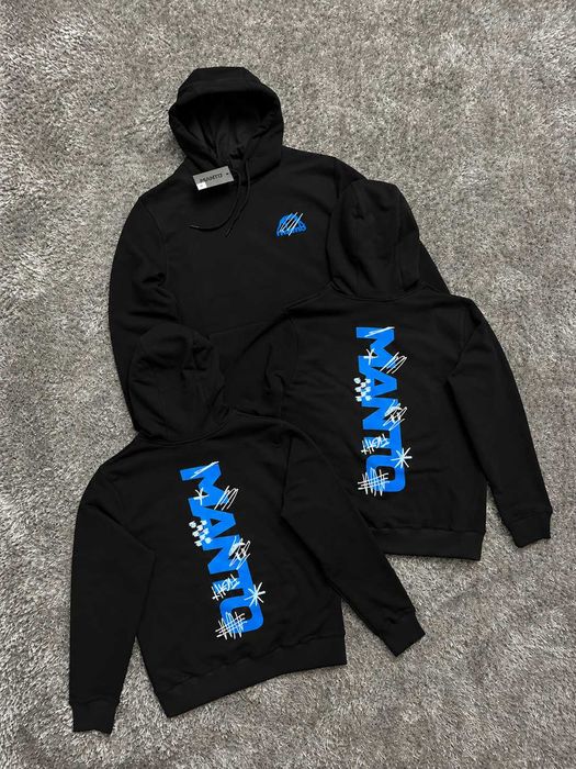 Черная Толстовка MANTO Vertical / Новое Худи Большой Принт / XS S M L XL