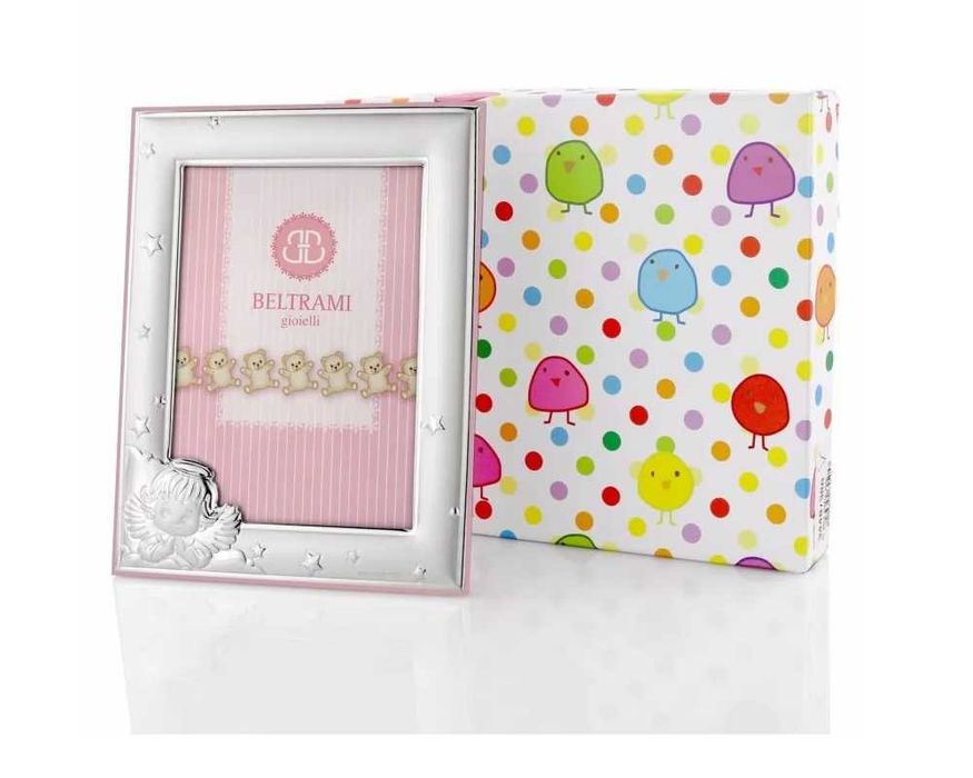 Duza Ramka dla dziewczynki ze srebra  na prezent na chrzest