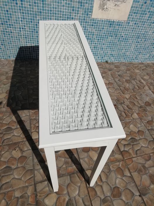 Mesa De Apoio Entrada Branca C Vidro